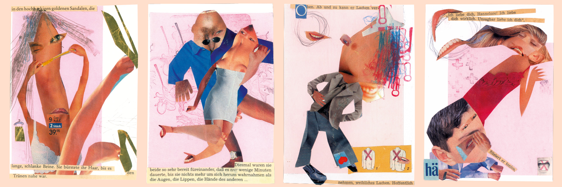 Liebesromantextschnipselcollagen – 4 Beispiele